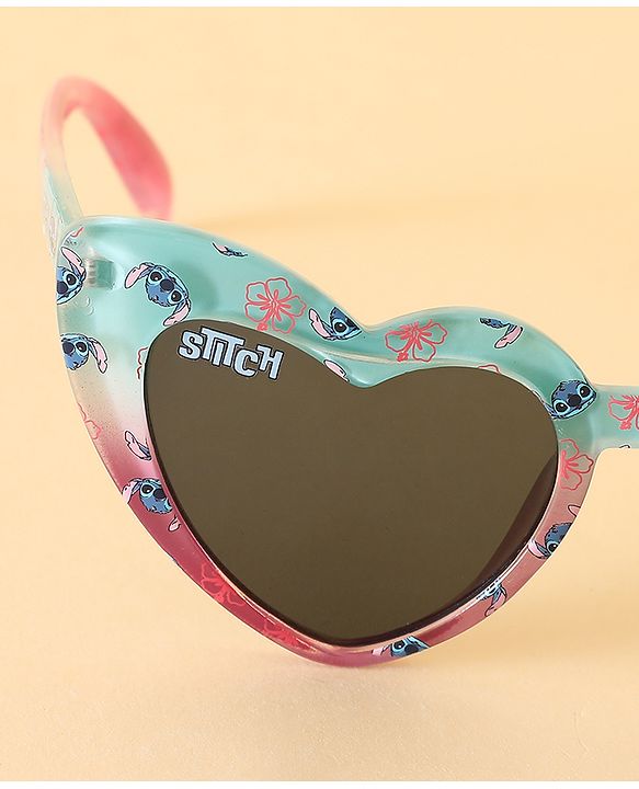 Pine Kids Stitch Theme Printed   Heart Style Eye Sunglasses-  Light Blue