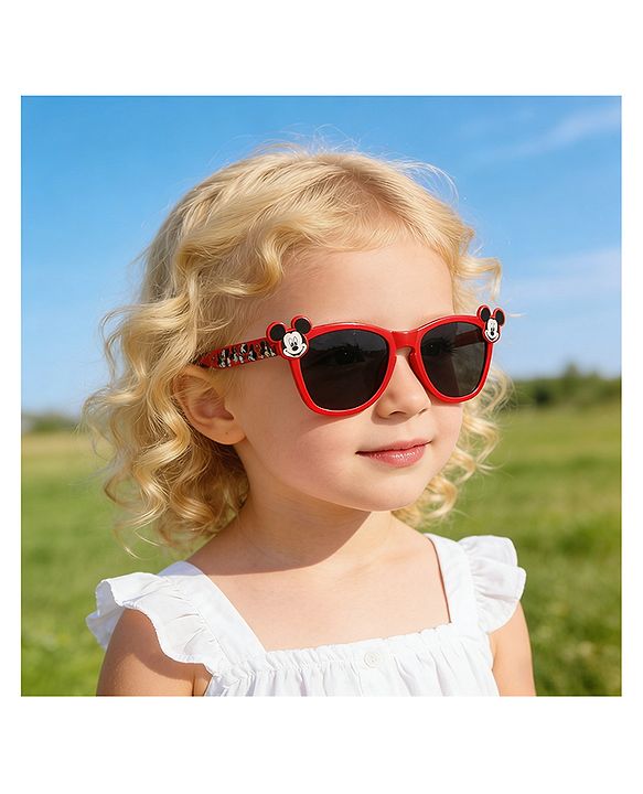 Babyhug Sunglasses With Mickey Mouse Print & Applique - Red