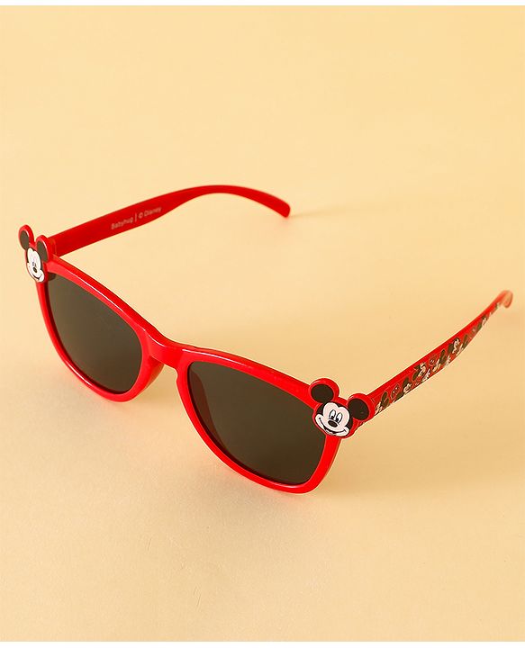Babyhug Sunglasses With Mickey Mouse Print & Applique - Red