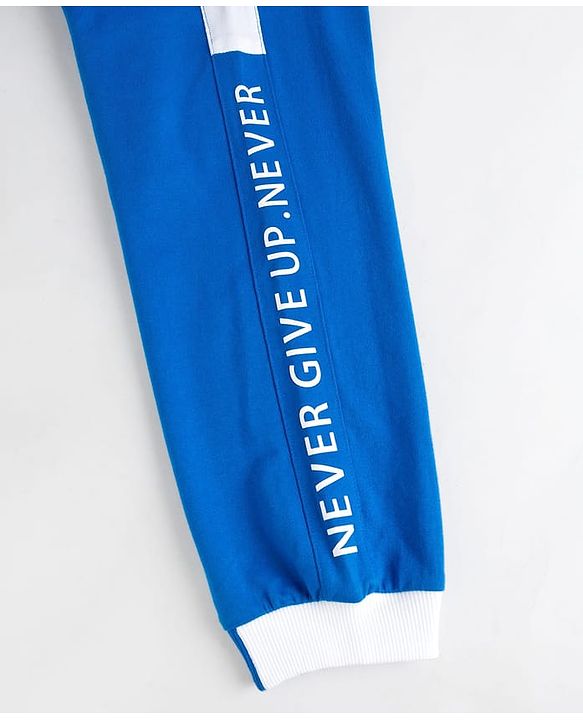 Pine Kids Knit Full Length Lounge Pant With Text Print - Blue