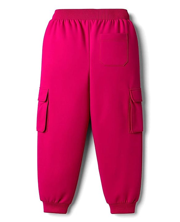 Pine Kids Knit Full Length Solid Coloured Lounge Pant With Pockets - Dark Pink