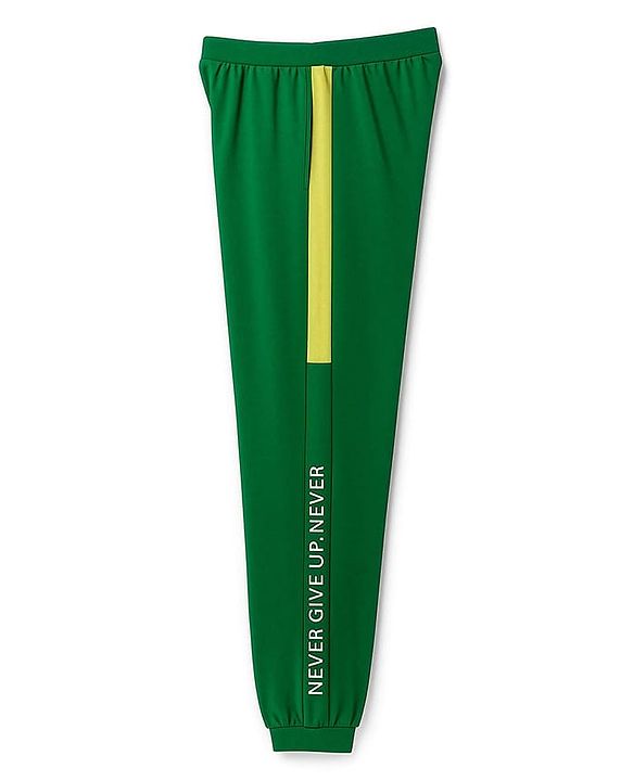 Pine Kids Knit Full Length Lounge Pant With Text Print - Green