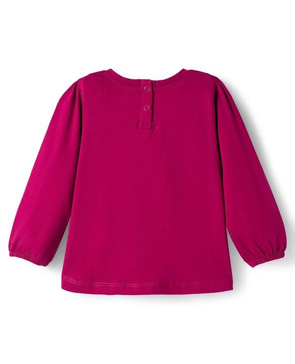 Babyhug 100% Cotton Knit  Full Sleeves T-Shirt with Mommy's Sweetheart Text Print with Bow Applique - Red