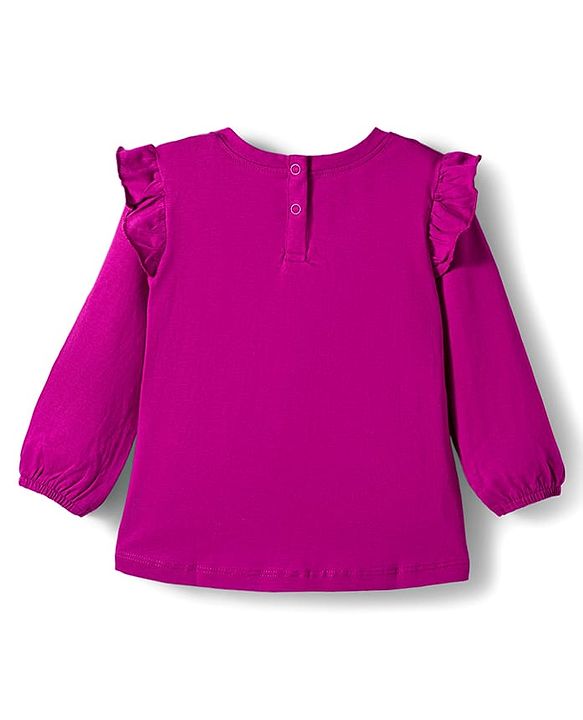 Babyhug 100% Cotton Knit Full Sleeves T-Shirt with Daddys Little Butterfly Text Print - Fuchsia