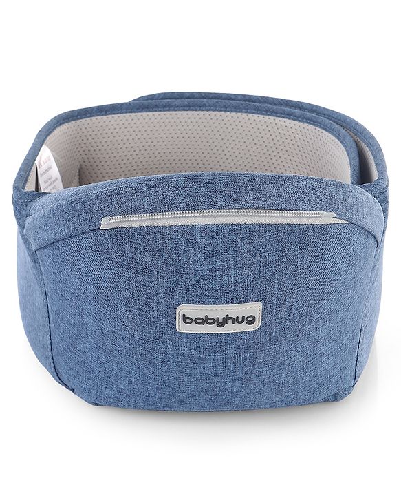 Babyhug Harmony 9-in-1 Ergonomic Baby Carrier with Hip Seat - Denim| Breathable Mesh Fabric| Detachable Hood| Soft Padded Straps| Storage Pocket| 9 carrying positions for babies up to 15 kg| 3 months+