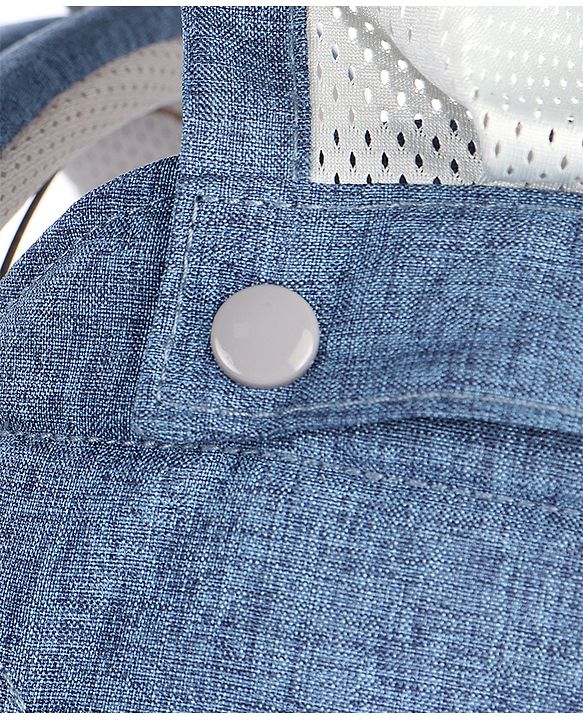 Babyhug Harmony 9-in-1 Ergonomic Baby Carrier with Hip Seat - Denim| Breathable Mesh Fabric| Detachable Hood| Soft Padded Straps| Storage Pocket| 9 carrying positions for babies up to 15 kg| 3 months+