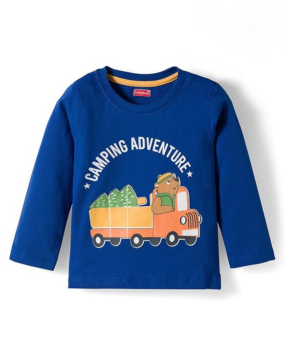 Babyhug Cotton Knit Full Sleeves Night Suit With Animal Print - Royal Blue
