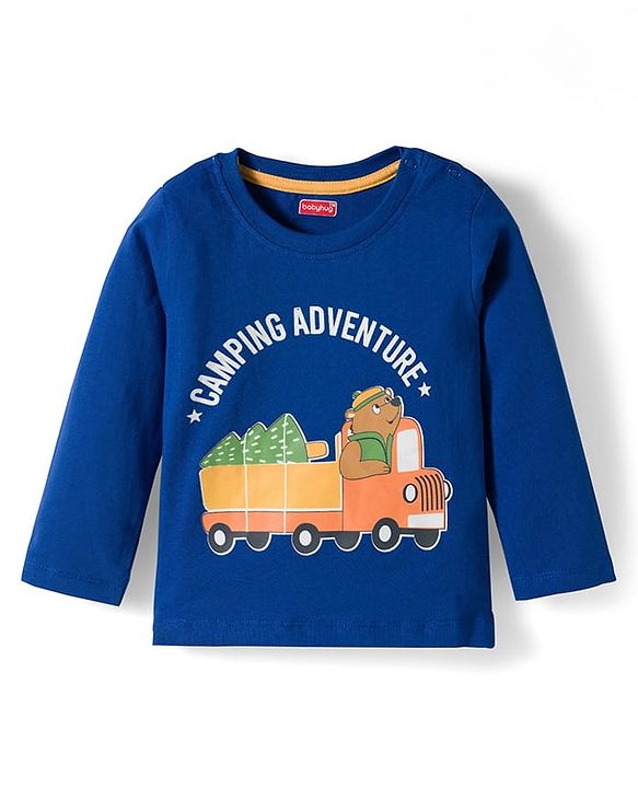 Babyhug Cotton Knit Full Sleeves Night Suit With Animal Print - Royal Blue