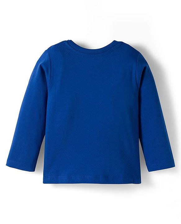 Babyhug Cotton Knit Full Sleeves Night Suit With Animal Print - Royal Blue