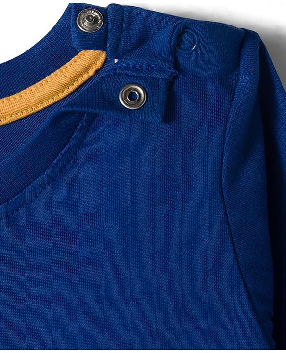 Babyhug Cotton Knit Full Sleeves Night Suit With Animal Print - Royal Blue