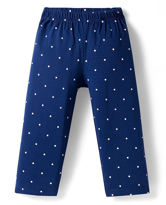 Babyhug Cotton Knit Full Sleeves Night Suit With Animal Print - Navy Blue