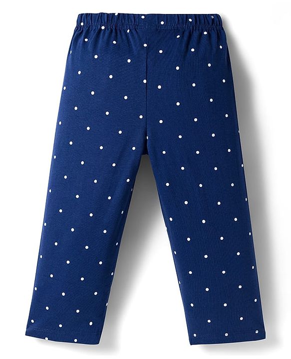 Babyhug Cotton Knit Full Sleeves Night Suit With Animal Print - Navy Blue