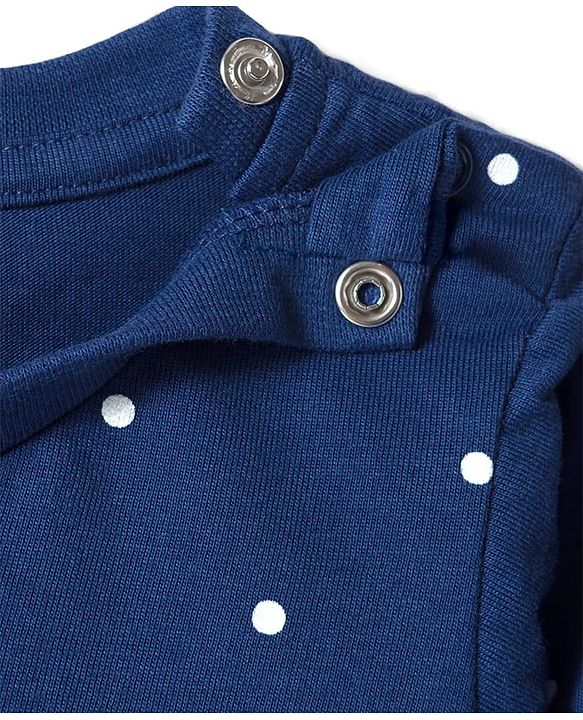 Babyhug Cotton Knit Full Sleeves Night Suit With Animal Print - Navy Blue