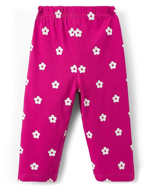 Babyhug Cotton Knit Full Sleeves Night Suit With Floral Print - Pink