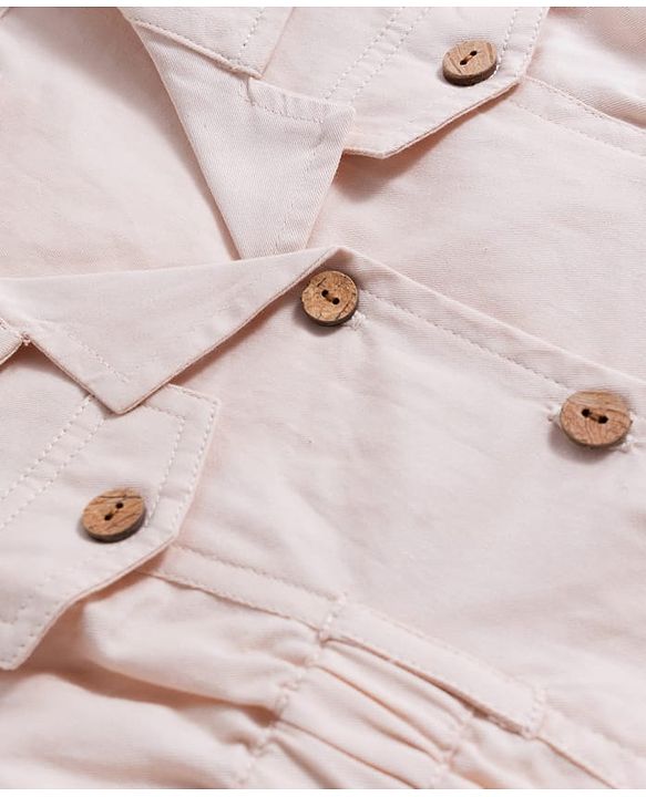 Babyhug Twill Woven Full Sleeves Solid Color Shirt Dress - Beige
