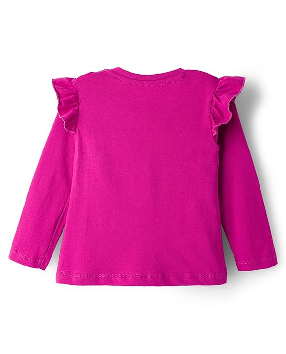 Babyhug Cotton Knit Full Sleeves Night Suit With Text Print - Pink