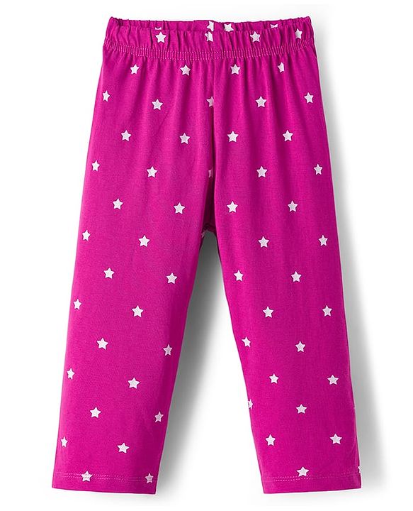 Babyhug Cotton Knit Full Sleeves Night Suit With Text Print - Pink