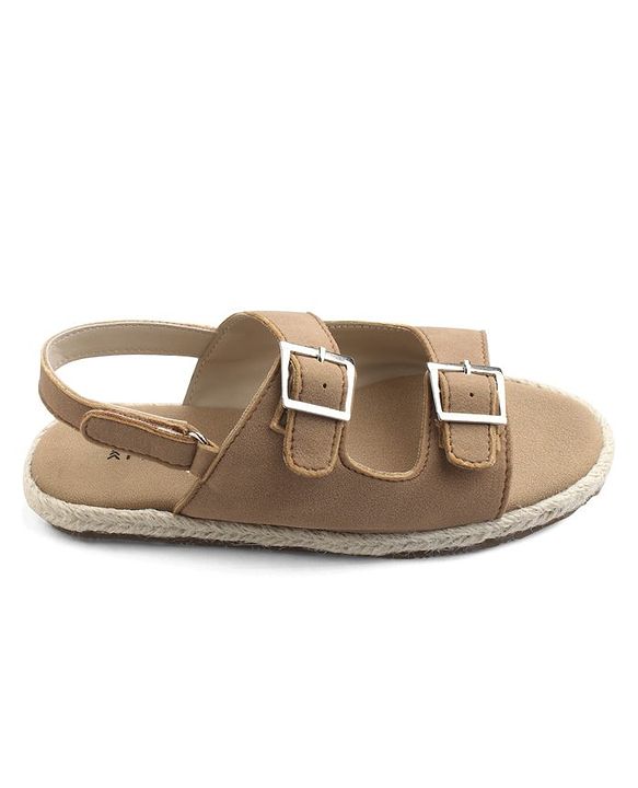 Pine Kids Solid Colour Sandals With Velcro Closure - Tan