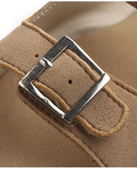 Pine Kids Solid Colour Sandals With Velcro Closure - Tan