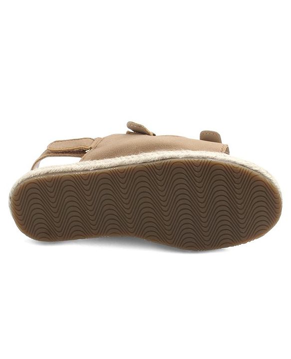 Pine Kids Solid Colour Sandals With Velcro Closure - Tan
