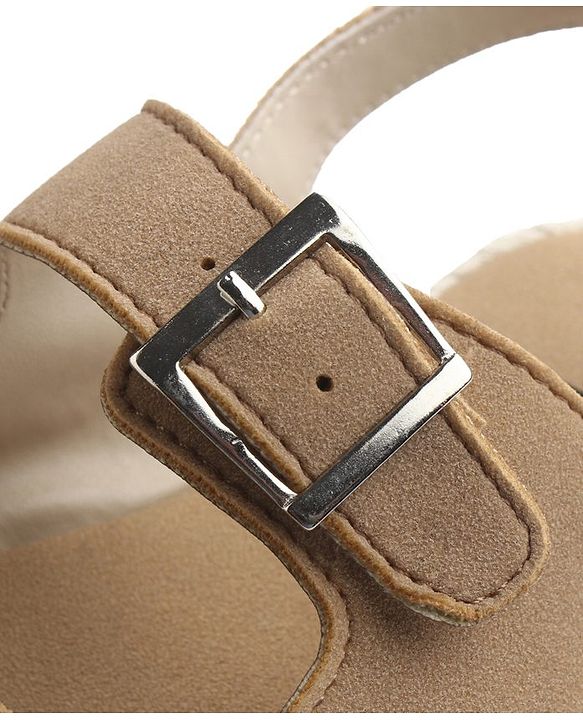 Pine Kids Solid Colour Sandals With Velcro Closure - Tan