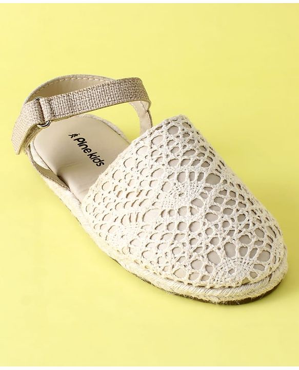 Pine Kids Velcro Closure Solid Mojaris - Beige