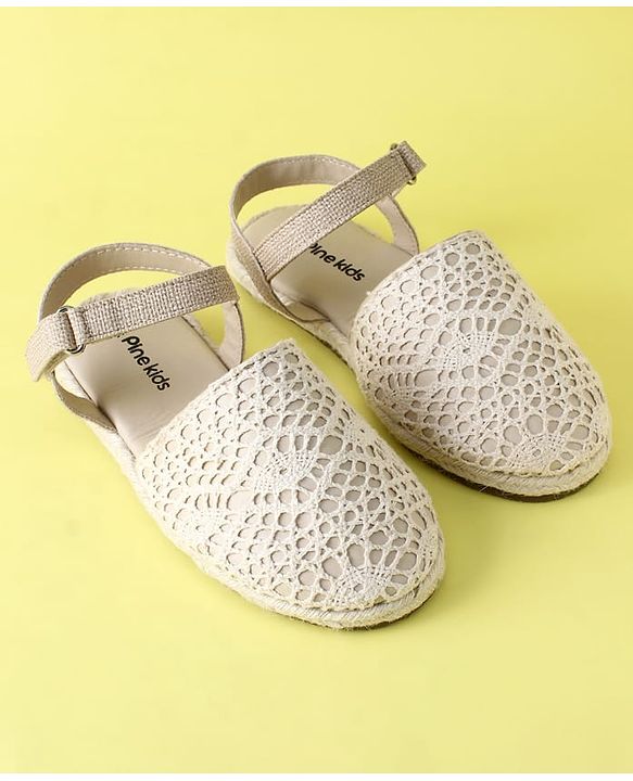 Pine Kids Velcro Closure Solid Mojaris - Beige
