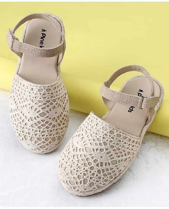 Pine Kids Velcro Closure Solid Mojaris - Beige