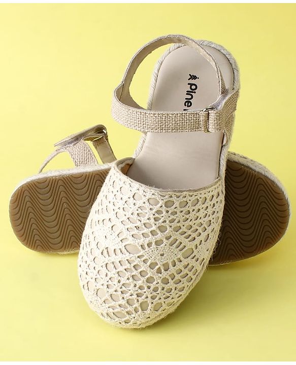 Pine Kids Velcro Closure Solid Mojaris - Beige