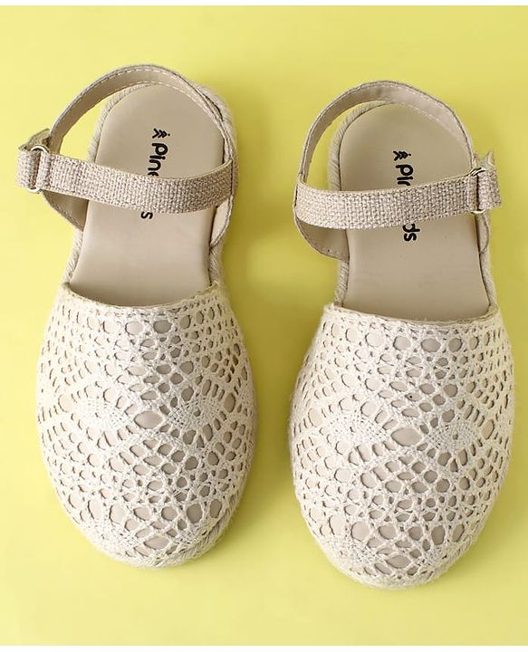 Pine Kids Velcro Closure Solid Mojaris - Beige