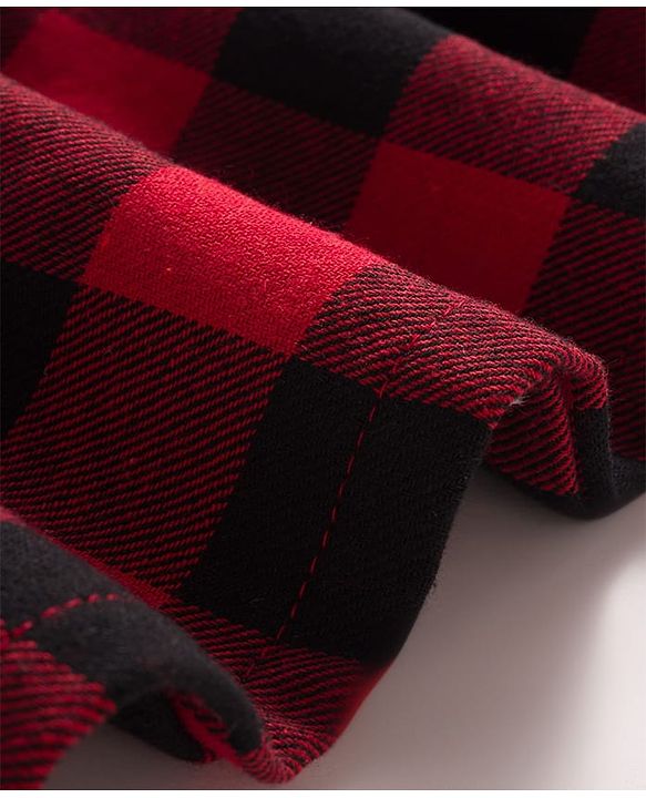 Babyhug Cotton Knit Full Sleeves Checks Printed Frock With Inner Tee & Leggings - Maroon & White