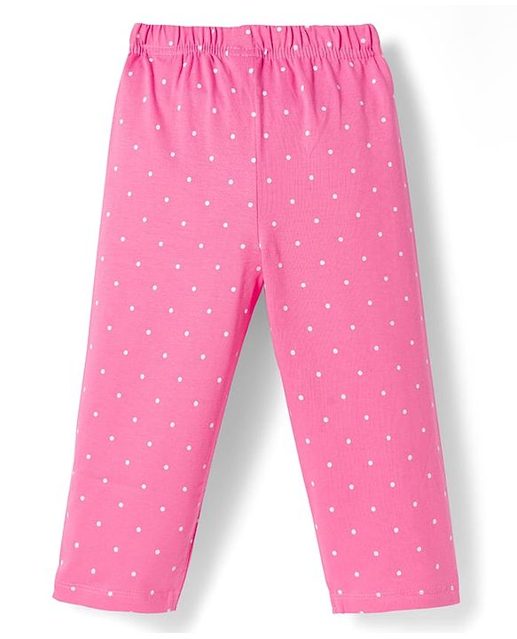 Babyhug Cotton Knit Full Sleeves Night Suit With Animal Print - Pink & Green