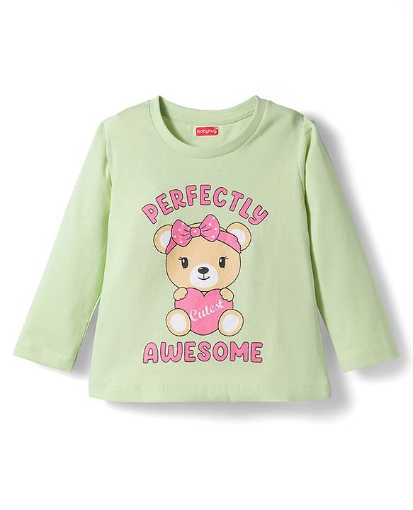 Babyhug Cotton Knit Full Sleeves Night Suit With Animal Print - Pink & Green