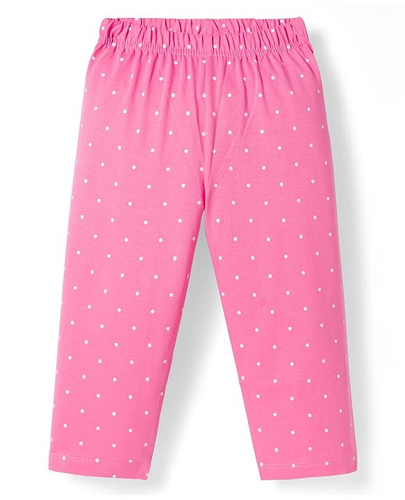 Babyhug Cotton Knit Full Sleeves Night Suit With Animal Print - Pink & Green
