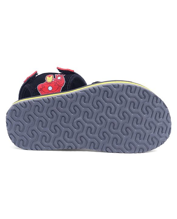 Pine Kids Marvel Sandals With Velcro Closure With Avenger Applique - Black