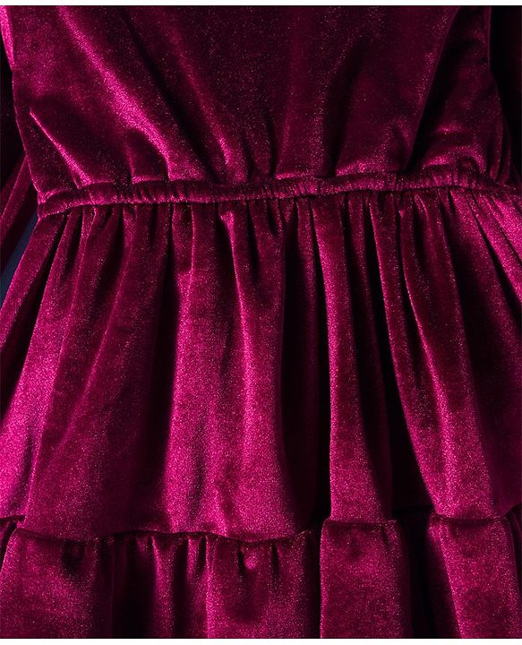 Babyhug Cotton Woven Full Sleeves Solid Frock With Legging - Maroon & White