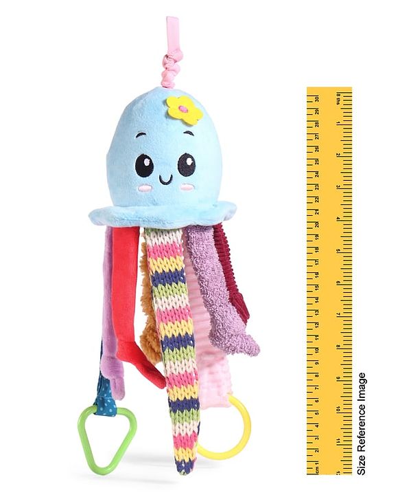 Babyhug Octopus Activity Soft Toy for Babies with Spring Action Pull String| Teether, Crinkle Sound Ribbon, Multi-Texture Sensory Strings| Hanging Design for Stroller/Crib| Toddler Gifting Option