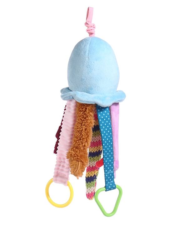 Babyhug Octopus Activity Soft Toy for Babies with Spring Action Pull String| Teether, Crinkle Sound Ribbon, Multi-Texture Sensory Strings| Hanging Design for Stroller/Crib| Toddler Gifting Option