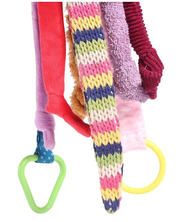 Babyhug Octopus Activity Soft Toy for Babies with Spring Action Pull String| Teether, Crinkle Sound Ribbon, Multi-Texture Sensory Strings| Hanging Design for Stroller/Crib| Toddler Gifting Option