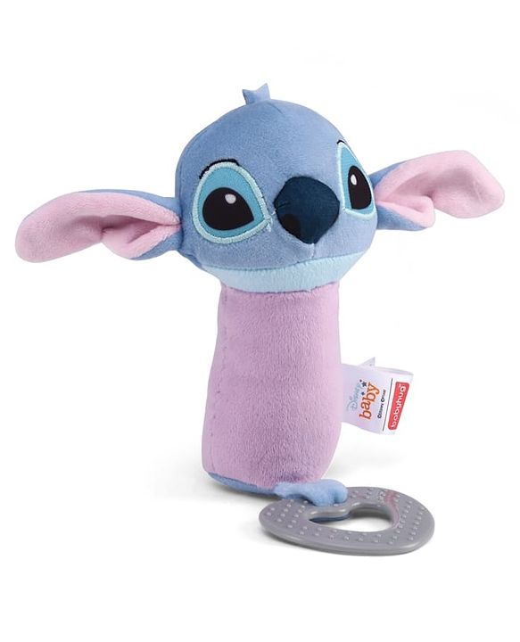 Babyhug Disney Stitch Soft Rattle Toy with Squeeze Sound & Teether| Plush Easy-Grip Sensory Toy for Babies| Supports Teething, Fine Motor Skills & Early Development| BIS Certified