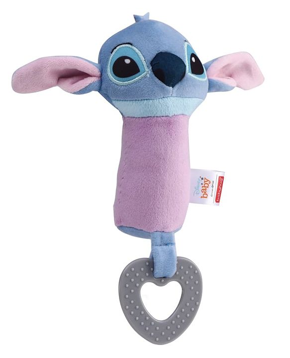 Babyhug Disney Stitch Soft Rattle Toy with Squeeze Sound & Teether| Plush Easy-Grip Sensory Toy for Babies| Supports Teething, Fine Motor Skills & Early Development| BIS Certified