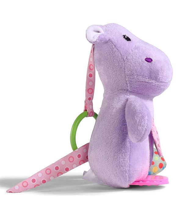 Babyhug Height 22.5 cm Hippo Activity Plush Toy with Teether Legs, Crinkle Fabric & Squeeze Ball - Purple | Soft Sensory Toy for Babies | Non-Toxic Cuddly Soft Toy | Ideal Gift for Infants