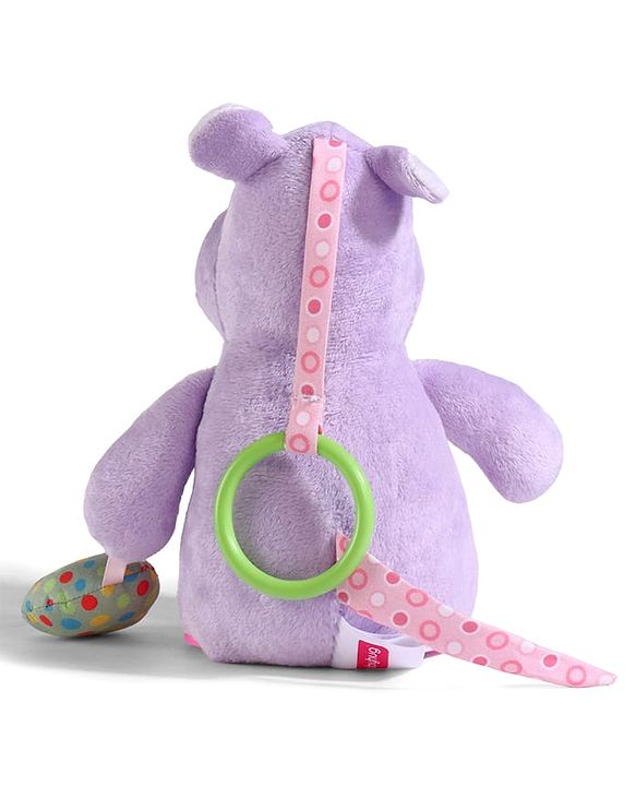 Babyhug Height 22.5 cm Hippo Activity Plush Toy with Teether Legs, Crinkle Fabric & Squeeze Ball - Purple | Soft Sensory Toy for Babies | Non-Toxic Cuddly Soft Toy | Ideal Gift for Infants