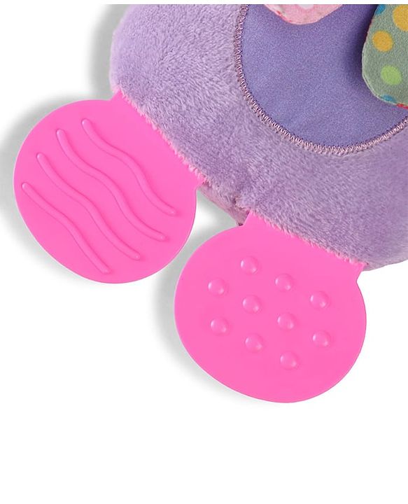 Babyhug Height 22.5 cm Hippo Activity Plush Toy with Teether Legs, Crinkle Fabric & Squeeze Ball - Purple | Soft Sensory Toy for Babies | Non-Toxic Cuddly Soft Toy | Ideal Gift for Infants