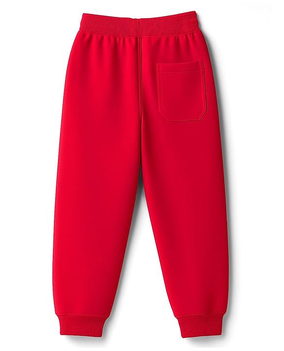 Pine Kids Knit Full Length Lounge Pant With Champion Text Print - Red