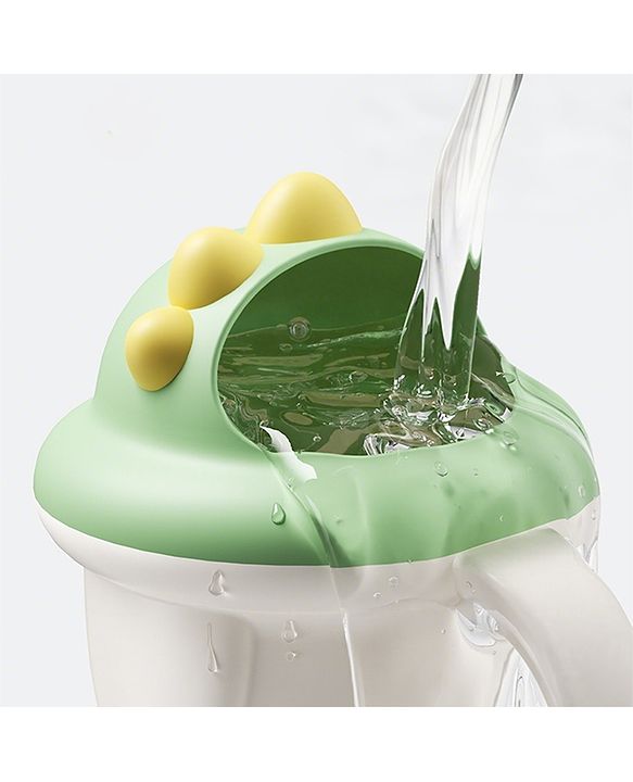 Babyhug Baby Bath Rinse Cup with Soft Water Flow - Green| Shampoo Washing Mug for Kids| Cute Animal Design| Ergonomic Handle