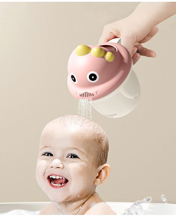 Babyhug Baby Bath Rinse Cup with Soft Water Flow - Green| Shampoo Washing Mug for Kids| Cute Animal Design| Ergonomic Handle