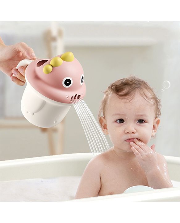 Babyhug Baby Bath Rinse Cup with Soft Water Flow - Green| Shampoo Washing Mug for Kids| Cute Animal Design| Ergonomic Handle