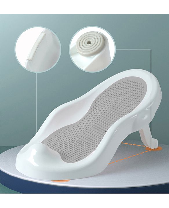Babyhug Baby Bather with Soft Mesh Seat - Grey| Ergonomic Bath Support for Infants| Non-Slip Stable Design for Safe & Comfortable Bathing| Lightweight & Easy to Clean| New Born Gifting Option
