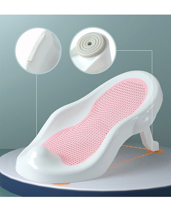 Babyhug Baby Bather with Soft Mesh Seat - Grey| Ergonomic Bath Support for Infants| Non-Slip Stable Design for Safe & Comfortable Bathing| Lightweight & Easy to Clean| New Born Gifting Option